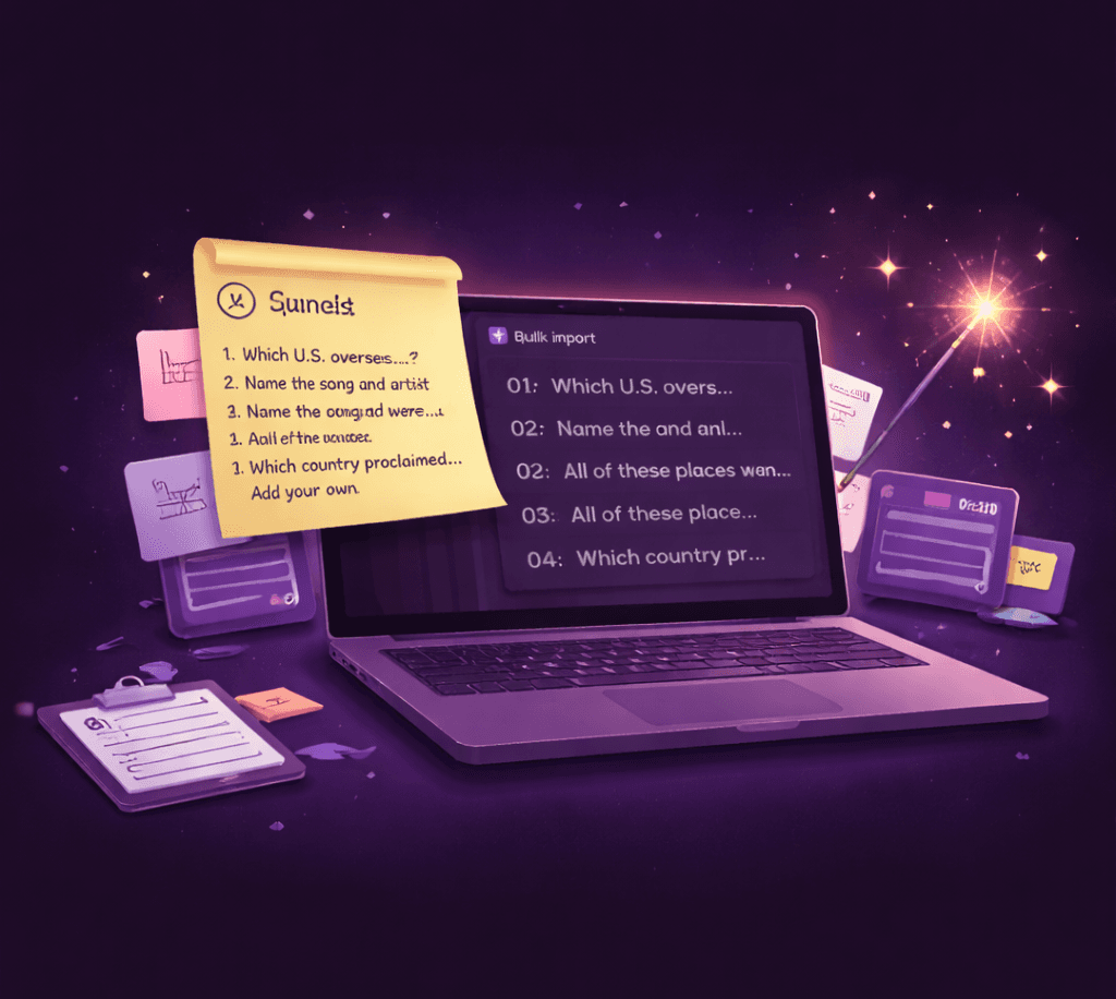 Bulk import transforming notes into quiz slides